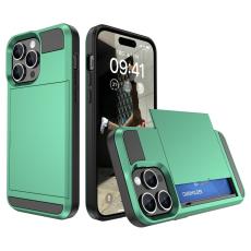  iPhone 15 Plus Skal Hybrid Armor Med Kortfack Mintgr&ouml;n