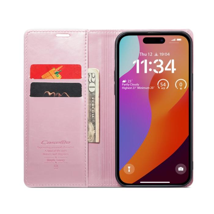 Bild 2, CASEME CASEME iPhone 16 Pro Fodral Oil Wax Flip Rosa