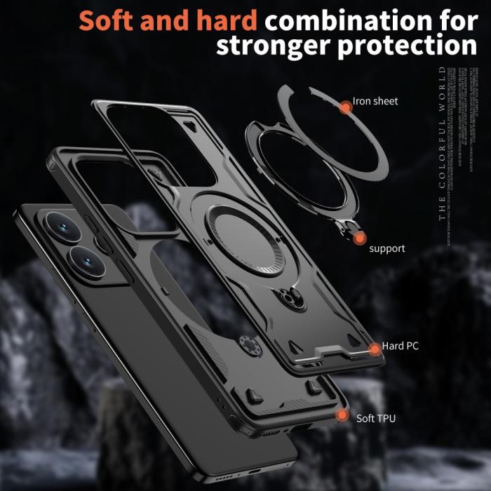 Bild 6,  Xiaomi Redmi Note 14 5G Skal MagSafe Kickstand Hybrid Svart