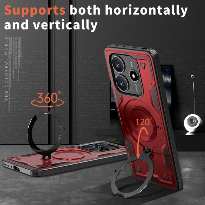 Bild 2,  Xiaomi Redmi Note 14 5G Skal MagSafe Kickstand Hybrid Röd