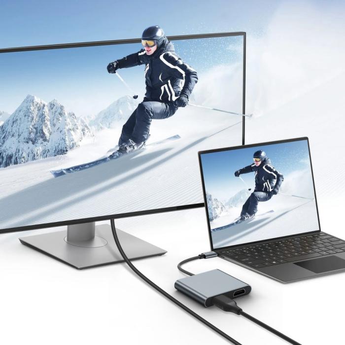 Bild 5, Tech-Protect Tech-Protect 4in1 USB-C Adapter USB-C / USB-A / HDMI / Space Grey