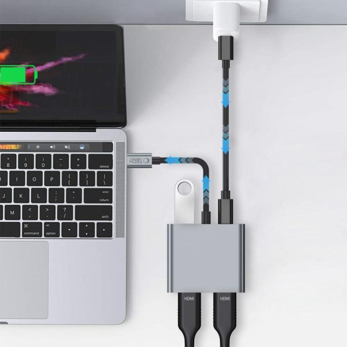 Bild 6, Tech-Protect Tech-Protect 4in1 USB-C Adapter USB-C / USB-A / HDMI / Space Grey