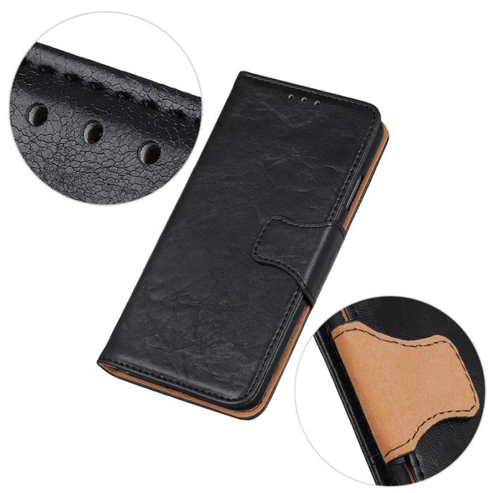 Bild 5,  Galaxy S23 Fodral Crazy Horse Split Läder Svart