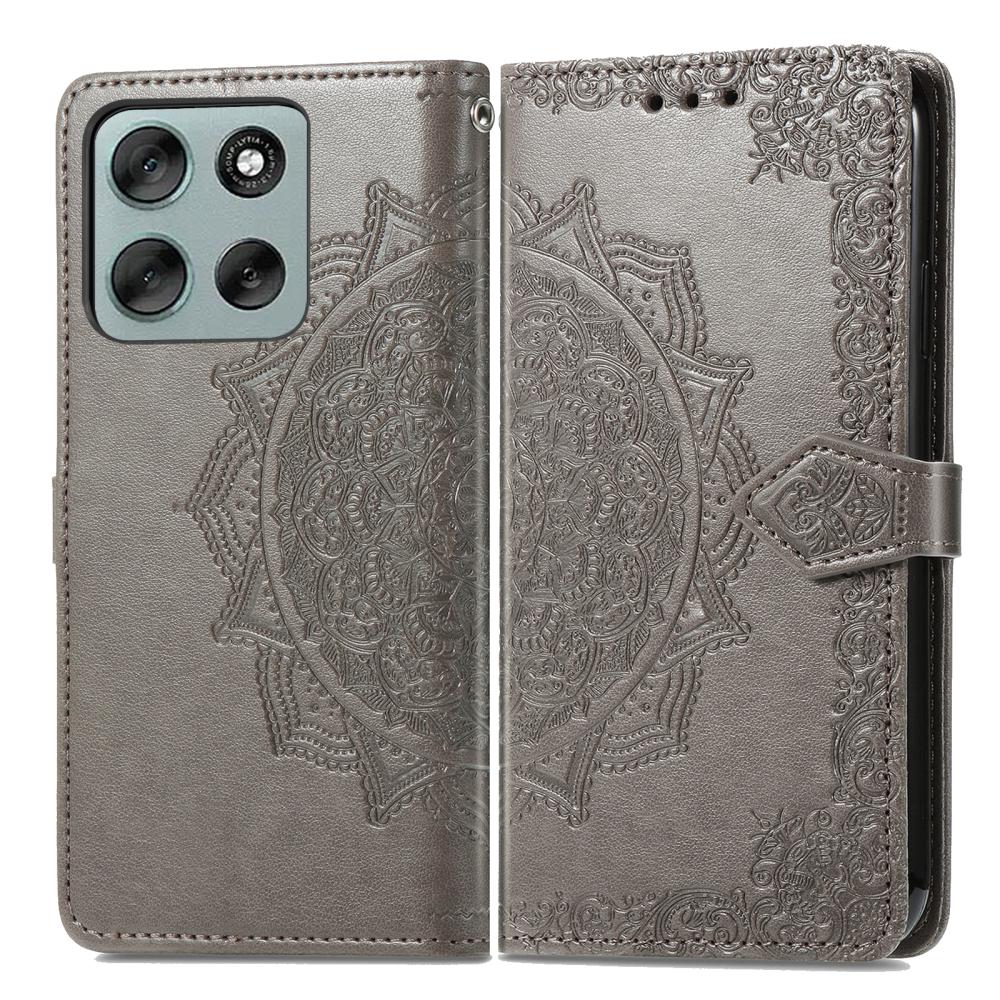  Motorola Moto G56 5G Fodral Mandala Läder Grå