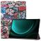  Galaxy Tab S9 FE Plus Fodral Tri-Fold Läder Graffiti