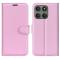  Motorola Edge 60 Pro Fodral Litchi Läder Ljus Rosa