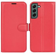  Samsung Galaxy S23 Plus Fodral Litchi L&auml;der R&ouml;d