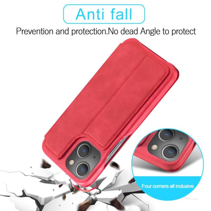 Bild 4, LC.IMEEKE LC.IMEEKE iPhone 15 Plus Fodral Slim Flip Röd