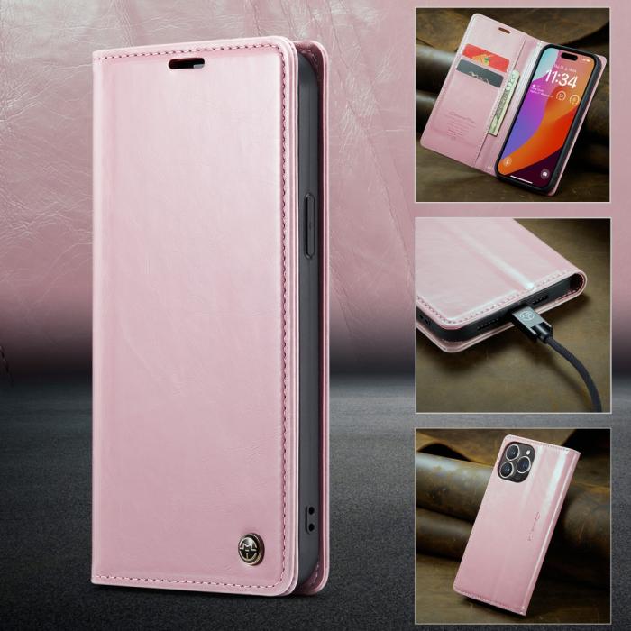 Bild 6, CASEME CASEME iPhone 16 Pro Fodral Oil Wax Flip Rosa