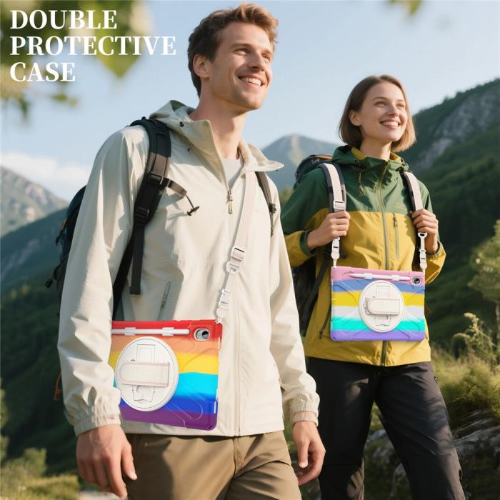 Bild 5,  Samsung Galaxy Tab S11 Skal Shockproof Hybrid Kickstand Rainbow