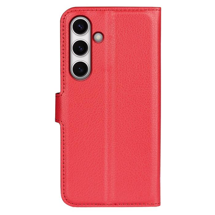 Bild 6,  Samsung Galaxy S24 FE Fodral Litchi Läder Textur Röd