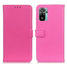  Xiaomi Redmi Note 10S - Litchi L&auml;der Fodral - Rosa
