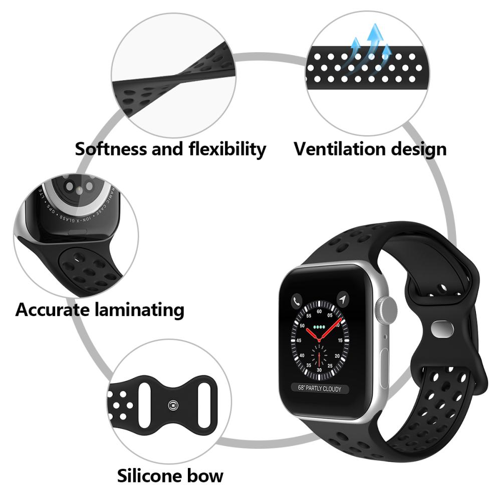 ColorPop Sportarmband Dual-Color Apple Watch 42/44/45/46/49 mm (S/M) Svart