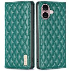 BINFEN BINFEN iPhone 16 Plus Fodral Diamond Flip L&auml;der Gr&ouml;n