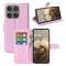 Motorola Edge 60 Pro Fodral Litchi Läder Ljus Rosa