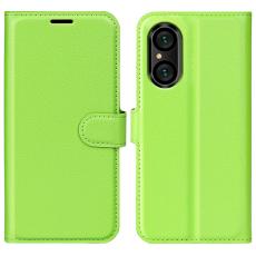  Sony Xperia 5 V Fodral Litchi Textur Gr&ouml;n