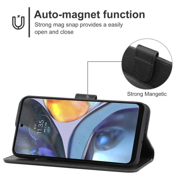 Bild 4,  Motorola Moto G22 Fodral Läder Svart