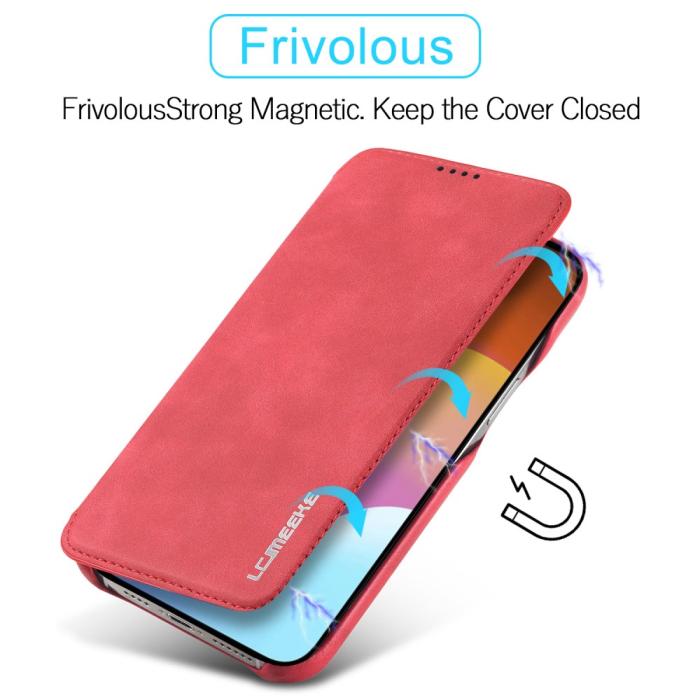 Bild 5, LC.IMEEKE LC.IMEEKE iPhone 15 Plus Fodral Slim Flip Röd