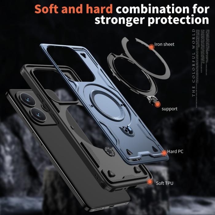 Bild 6,  Xiaomi Redmi Note 14 5G Skal MagSafe Kickstand Hybrid Blå