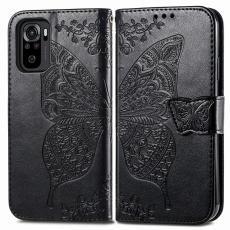  Xiaomi Redmi Note 10S - Flower L&auml;der Fodral - Svart