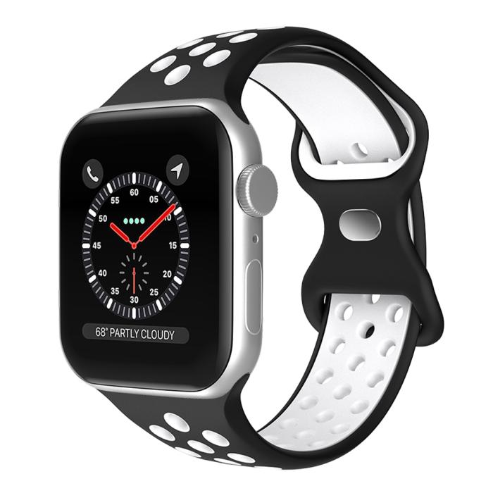 Bild 2, ColorPop Sportarmband Dual-Color Apple Watch 42/44/45/46/49 mm (S/M) Svart/Vit