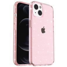  iPhone 15 Skal Hybrid Glitter Rosa