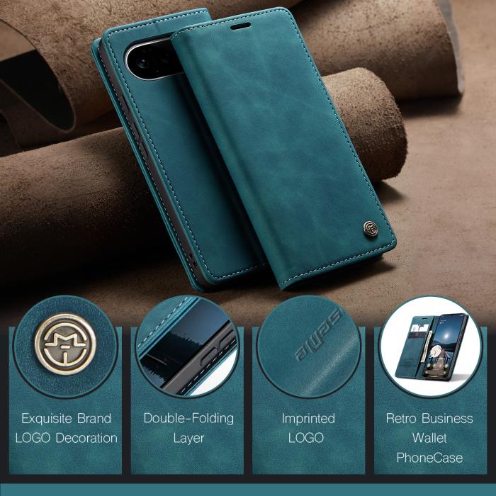 Bild 4, CASEME CASEME Google Pixel 11 / 11 Pro Fodral RFID Läder Blå