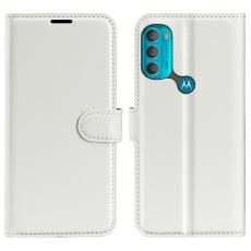  Motorola Moto G71 Fodral Litchi Textur Vit