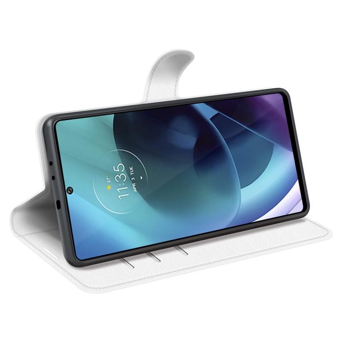 Bild 6,  Motorola Moto G71 Fodral Litchi Textur Vit