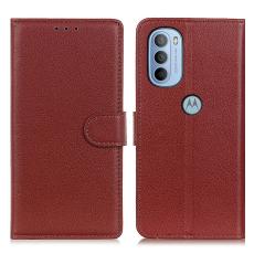  Motorola Moto G31 / G41 Fodral Litchi L&auml;der Brun