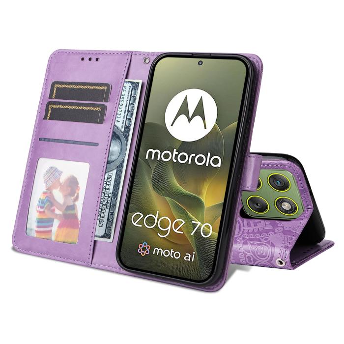 Bild 2,  Motorola Edge 70 Fodral Mandala Läder Lila