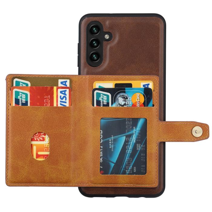 Bild 2,  Samsung Galaxy A05s 4G Läder Skal Med Kortfack Brun