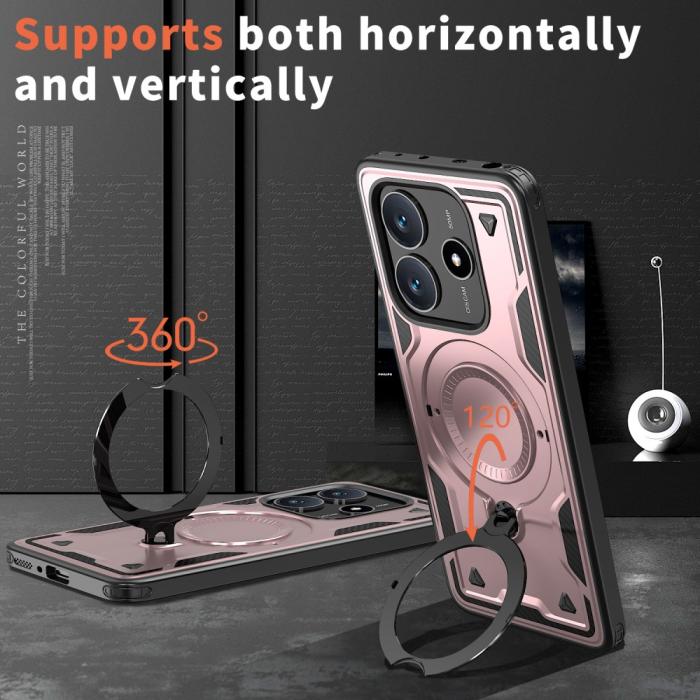 Bild 2,  Xiaomi Redmi Note 14 5G Skal MagSafe Kickstand Hybrid Roséguld