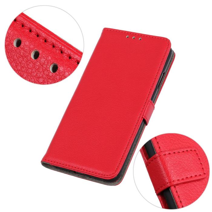 Bild 5,  Xiaomi Mi 10T / 10T Pro - Litchi Läder Fodral - Röd
