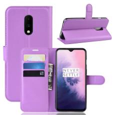  OnePlus 7 - Litchi Pl&aring;nboksfodral - Lila