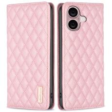  iPhone 16 Plus Fodral Diamond Flip L&auml;der Rosa