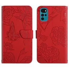  Motorola Moto G22 Fodral Fj&auml;ril/Pion pr&auml;glad R&ouml;d