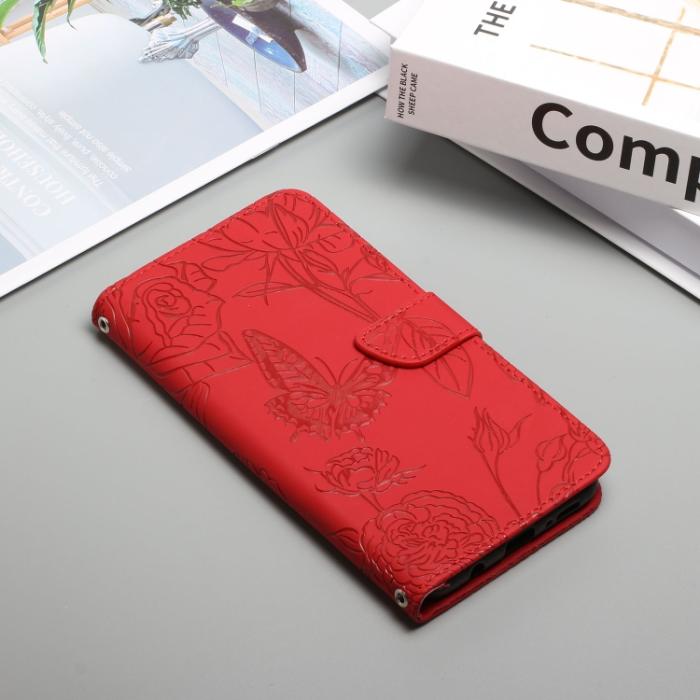 Bild 2,  Motorola Moto G22 Fodral Fjäril/Pion präglad Röd