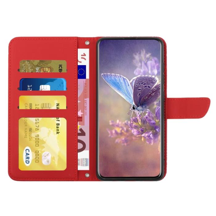 Bild 3,  Motorola Moto G22 Fodral Fjäril/Pion präglad Röd