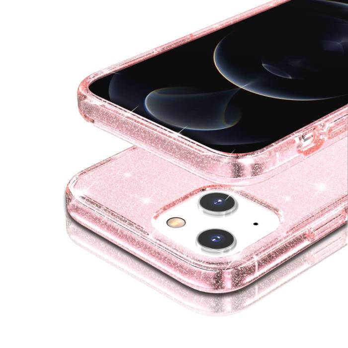 Bild 5,  iPhone 15 Skal Hybrid Glitter Rosa