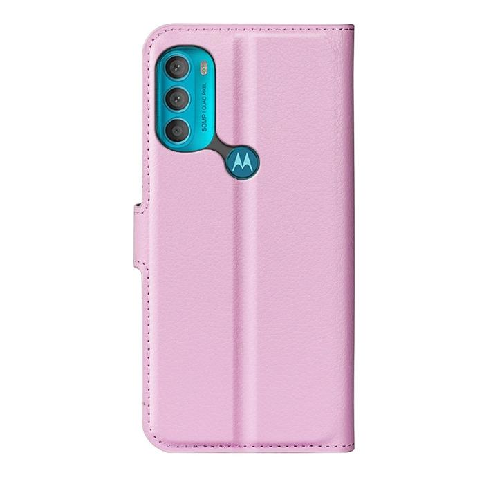 Bild 3,  Motorola Moto G71 Fodral Litchi Textur Ljus Rosa