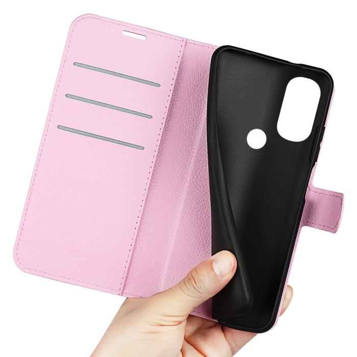 Bild 4,  Motorola Moto G71 Fodral Litchi Textur Ljus Rosa