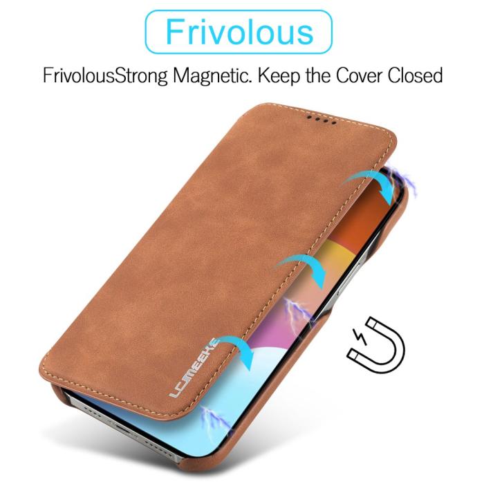 Bild 5, LC.IMEEKE LC.IMEEKE iPhone 15 Plus Fodral Slim Flip Ljus Brun