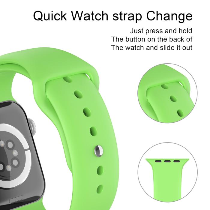 Bild 4, ColorPop Apple Watch 38/40/41/42 mm Silikon Armband (M/L) Grön