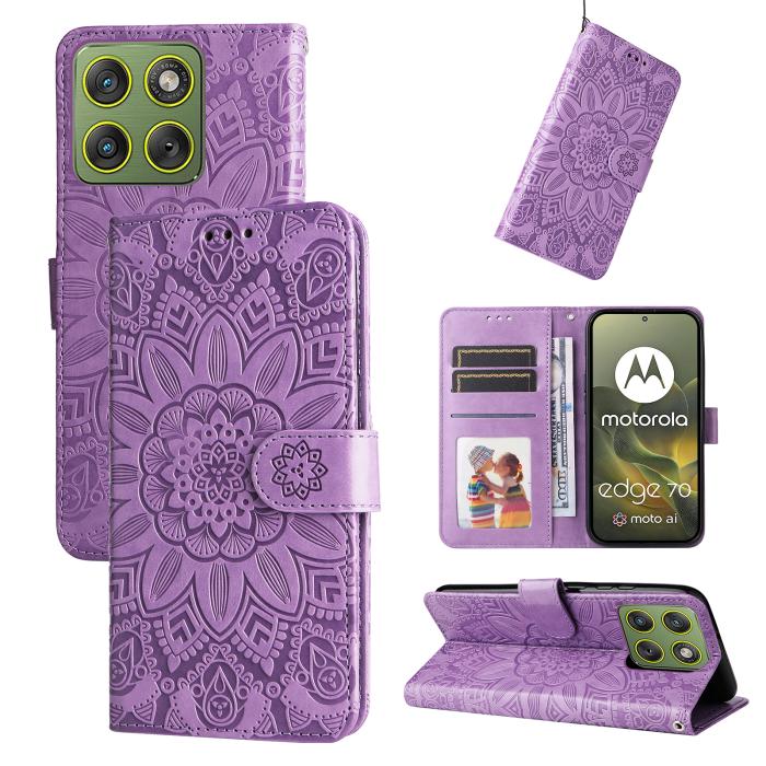 Bild 3,  Motorola Edge 70 Fodral Mandala Läder Lila
