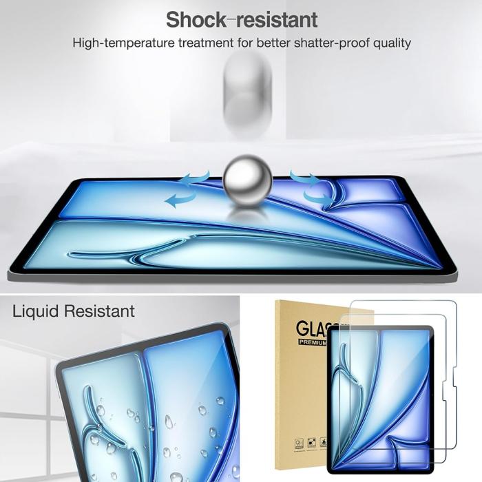 Bild 4,  iPad Air 13 2026-2024 2-PACK Skärmskydd Härdat Glas
