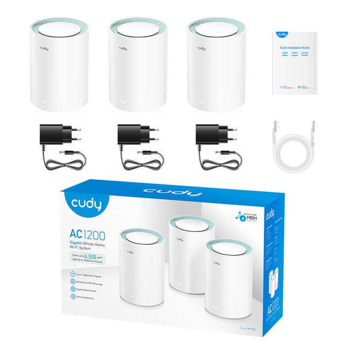 Bild 3, Cudy Cudy Mesh Solution M1300 3-pack AC1200 Gigabit Vit