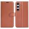  Samsung Galaxy S24 FE Fodral Litchi Läder Textur Brun