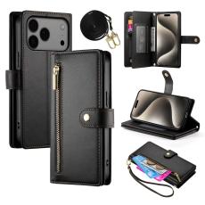 iPhone 17 Pro Max Fodral Multifunktionell L&auml;der Svart