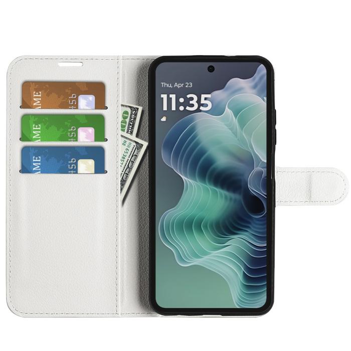 Bild 2,  Motorola Moto G35 5G Fodral Litchi Läder Vit